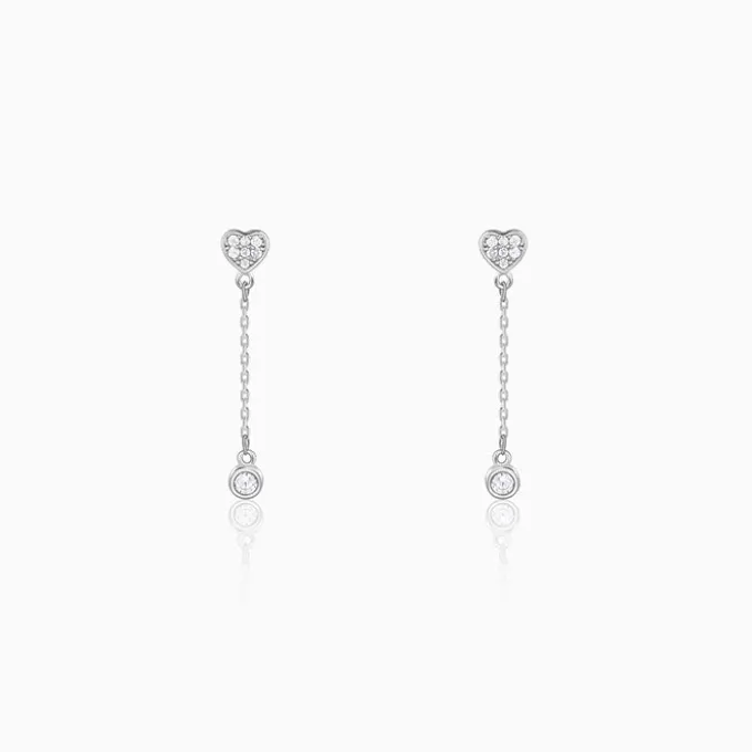 Silver Love Drip Dangler Earrings