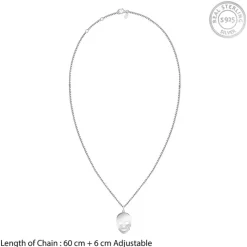 Silver Love Skull Pendant with Link Chain For Him