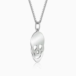 Silver Love Skull Pendant with Link Chain For Him
