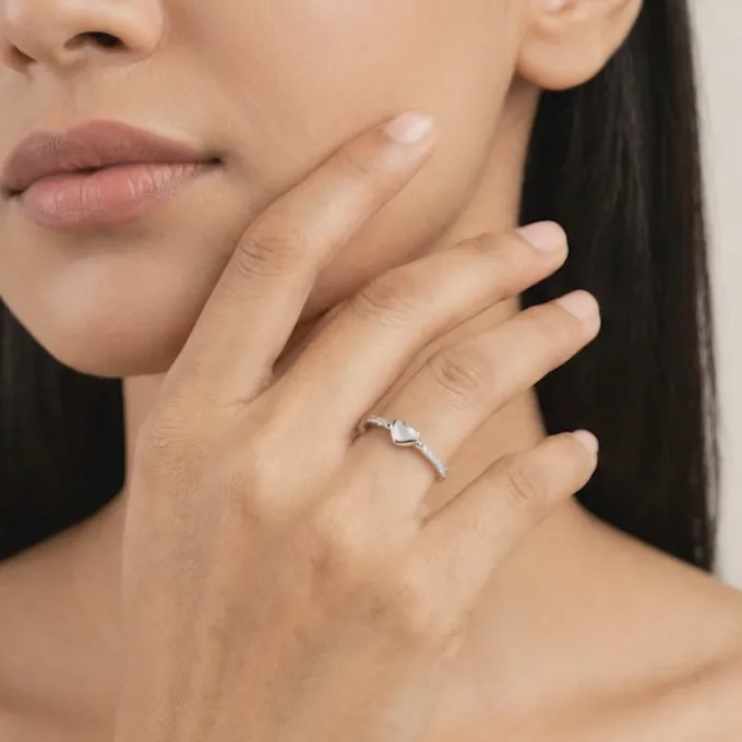 Silver Love-coded Ring