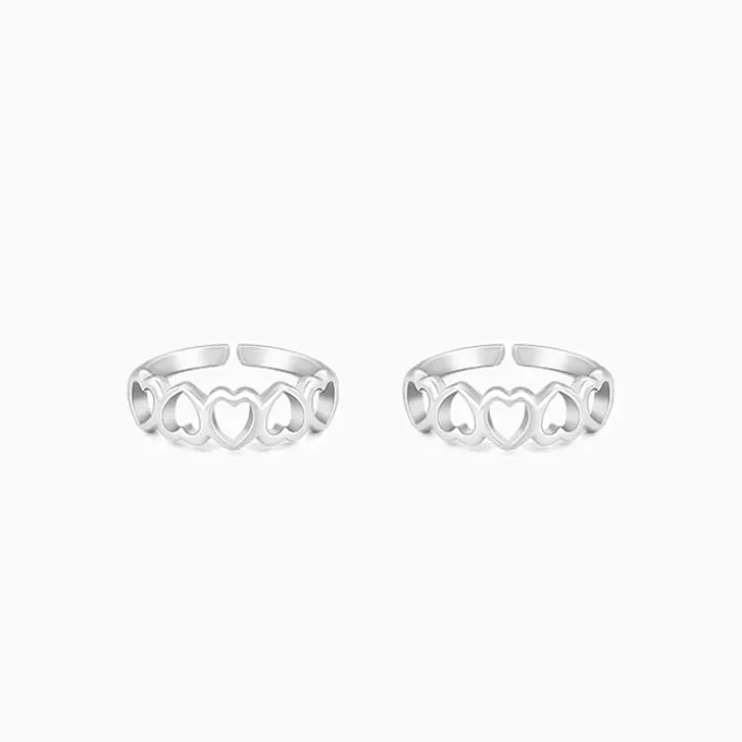 Silver Love's Embrace Toe Rings