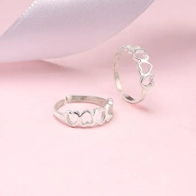 Silver Love's Embrace Toe Rings