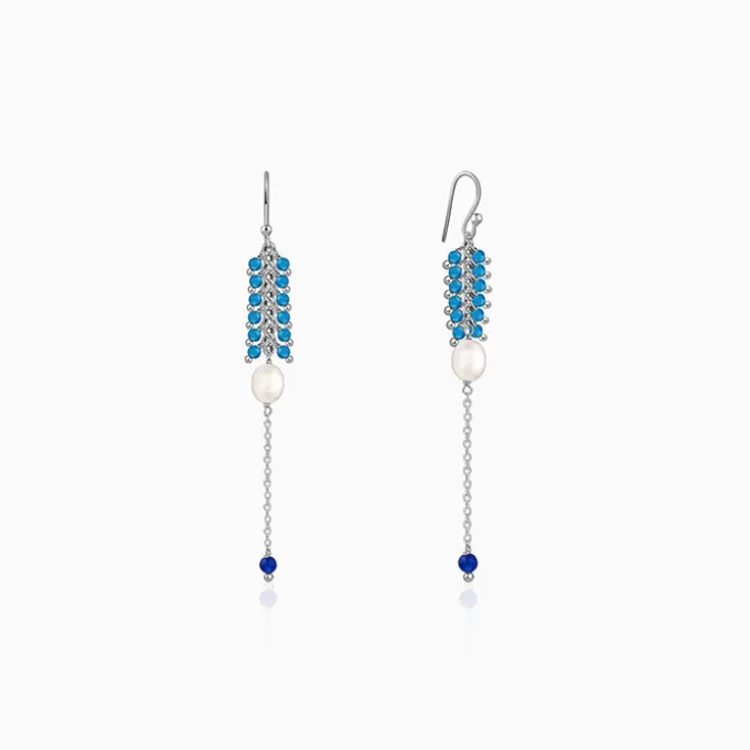 Silver Lupe Pearl Dangler Earrings