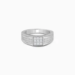Silver Lustrous Square Ring For Him