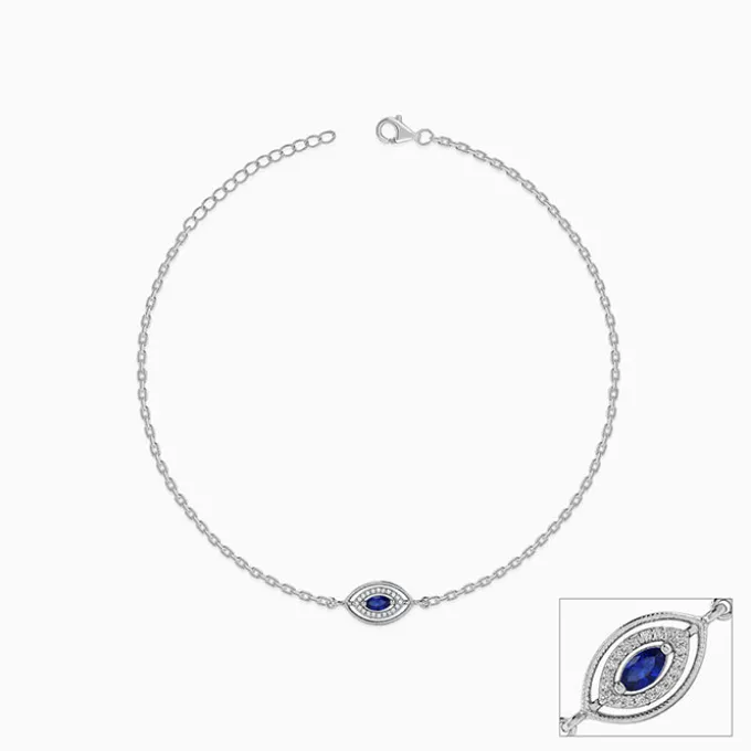 Silver Marquise Evil Eye Anklet