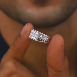 Silver Matrix Cross Ring For Him