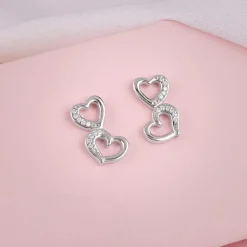 Silver Merry Heart Earrings