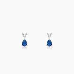 Silver Midnight Blue Earrings