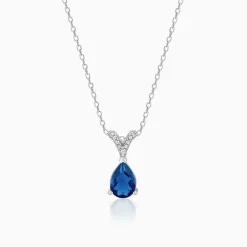 Silver Midnight Blue Pendant With Link Chain