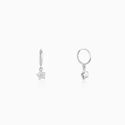 Silver Mini Star Hoop Earrings