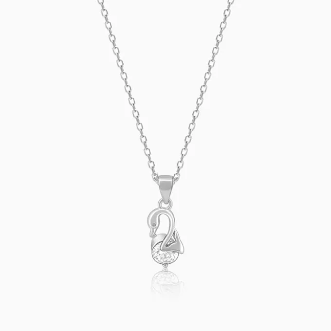 Silver Mini Swan Pendant with Link Chain
