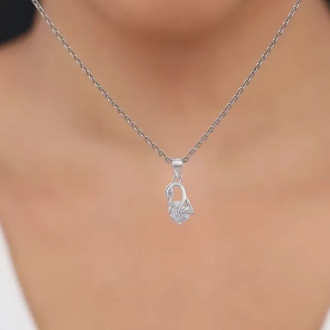 Silver Mini Swan Pendant with Link Chain