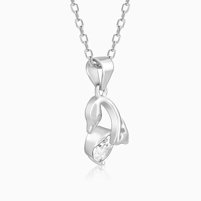 Silver Mini Swan Pendant with Link Chain