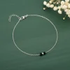 Silver Minimal Black Beads Anklet