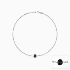 Silver Minimal Black Bead Anklet
