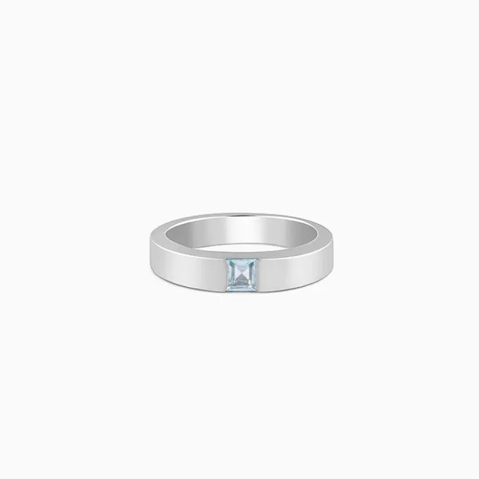 Silver Minimal Topaz Ring For Him