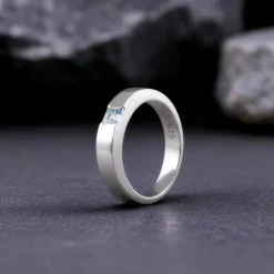 Silver Minimal Topaz Ring For Him