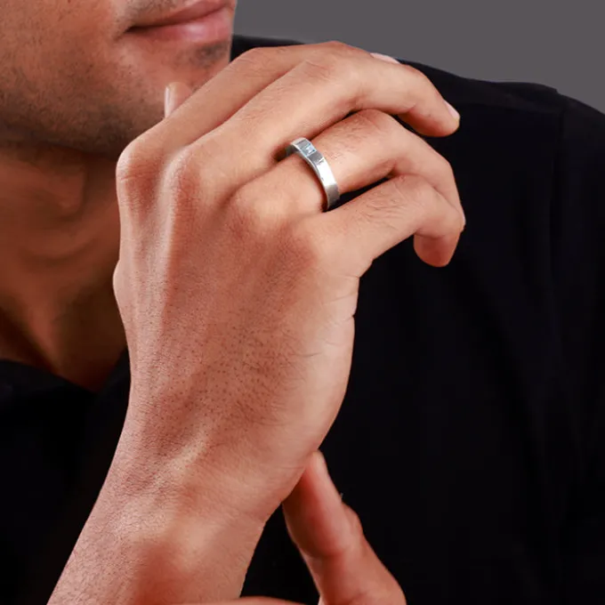 Silver Minimal Topaz Ring For Him