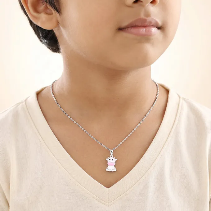 Silver Moo Magic Kids Pendant with Link Chain