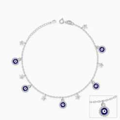 Silver Mystic Evil Eye Anklet