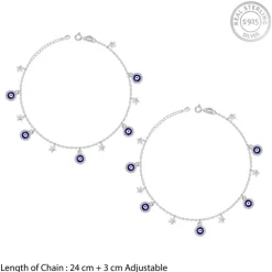 Silver Mystic Evil Eye Anklet