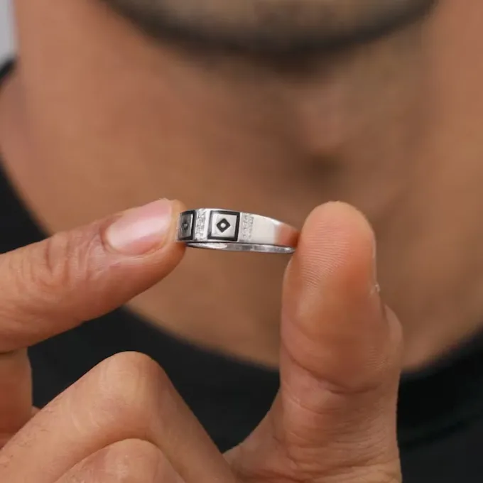 Silver Mystic Geometry Ring For Him