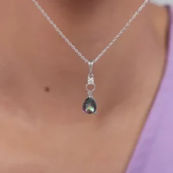 Silver Mystic Topaz Pendant With Link Chain