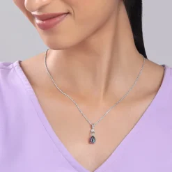 Silver Mystic Topaz Pendant With Link Chain