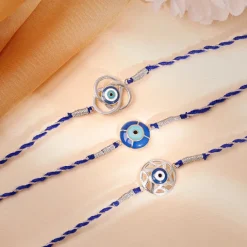 Silver Nazar Rakhi Combo (Set of 3)