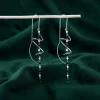 Silver Noir Swirl Dangler Earrings
