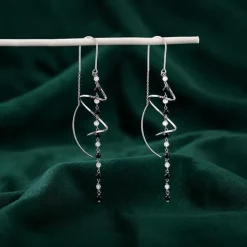 Silver Noir Swirl Dangler Earrings