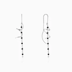 Silver Noir Swirl Dangler Earrings