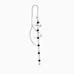 Silver Noir Swirl Dangler Earrings