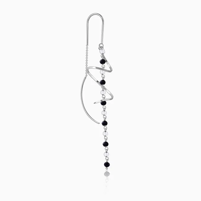 Silver Noir Swirl Dangler Earrings