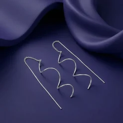 Silver Nyra Spiral Sui Dhaga Earrings