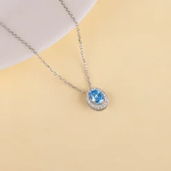 Silver Ocean Blue Stoned Pendant