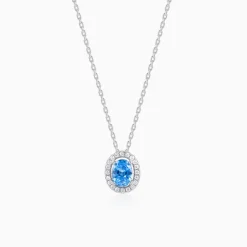 Silver Ocean Blue Stoned Pendant