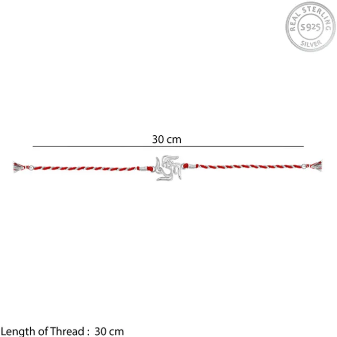 Silver Om and Swastik Rakhi