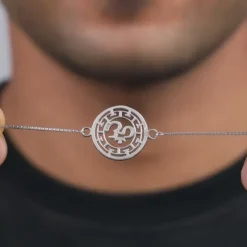 Silver Om Kavach Bracelet Rakhi