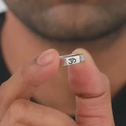 Silver Om Ring For Men