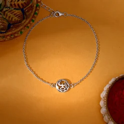 Silver Om Sphere Bracelet Rakhi