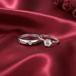 Silver One Beat Couple Rings