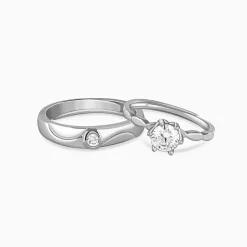 Silver One Beat Couple Rings