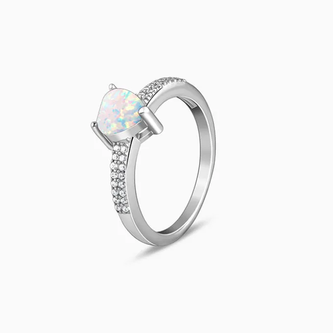 Silver Opal Heart Ring