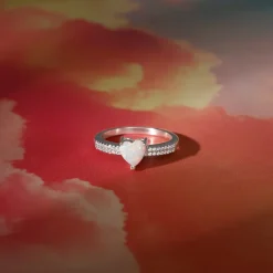 Silver Opal Heart Ring