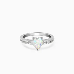 Silver Opal Heart Ring