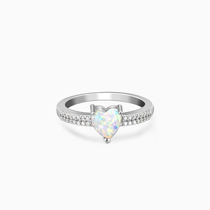 Silver Opal Heart Ring