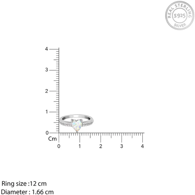Silver Opal Heart Ring