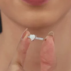 Silver Opal Heart Ring
