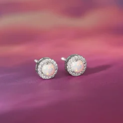 Silver Opal Moon Earrings